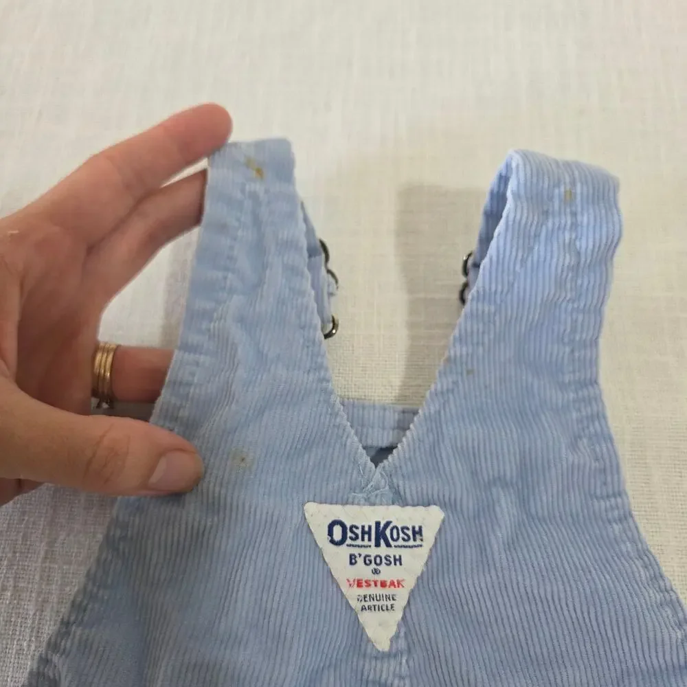 Vintage 90s Oshkosh Blue Cord Overalls 9-12 months